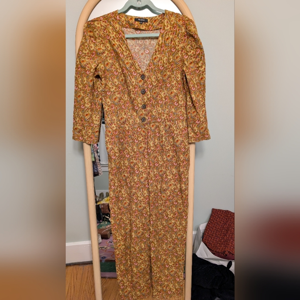 Madewell Floral Jumpsuit with Button Detail